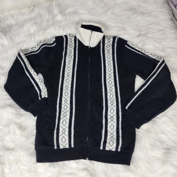 Vintage Milwaukee Knit Sweater Mens Adult Large Du Point Virgin Orlon Zip - Picture 1 of 12